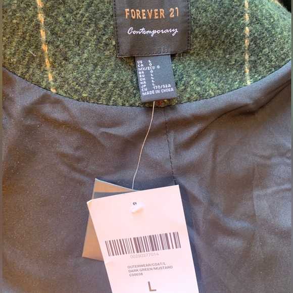 Green Plaid Forever 21 Contemporary Coat